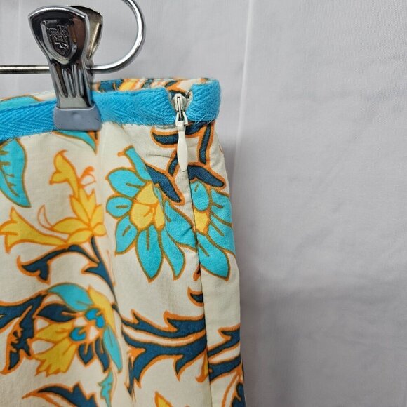 Jones Wear Blue Orange Floral Boho Peasant Skirt Hippie Festival Retro A-Line 16 - Picture 3 of 11